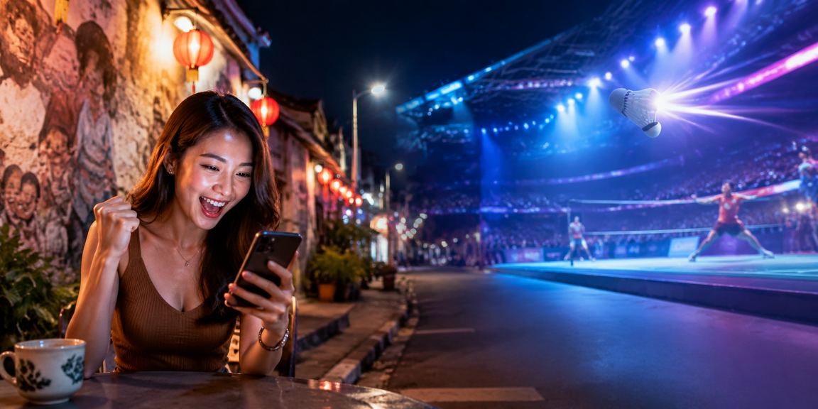 Pemain menggunakan telefon pintar untuk bermain kasino Baccarat di Penang